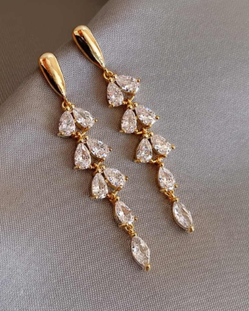 Zirkonia Blatt Ohrringe Roségold