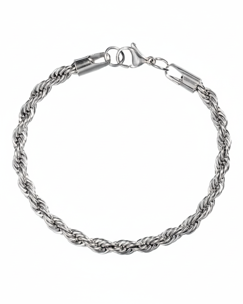Gedrehtes Seil-Armband in Silber